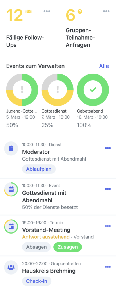 Screenshot der neuen Startseite (Beispiel)