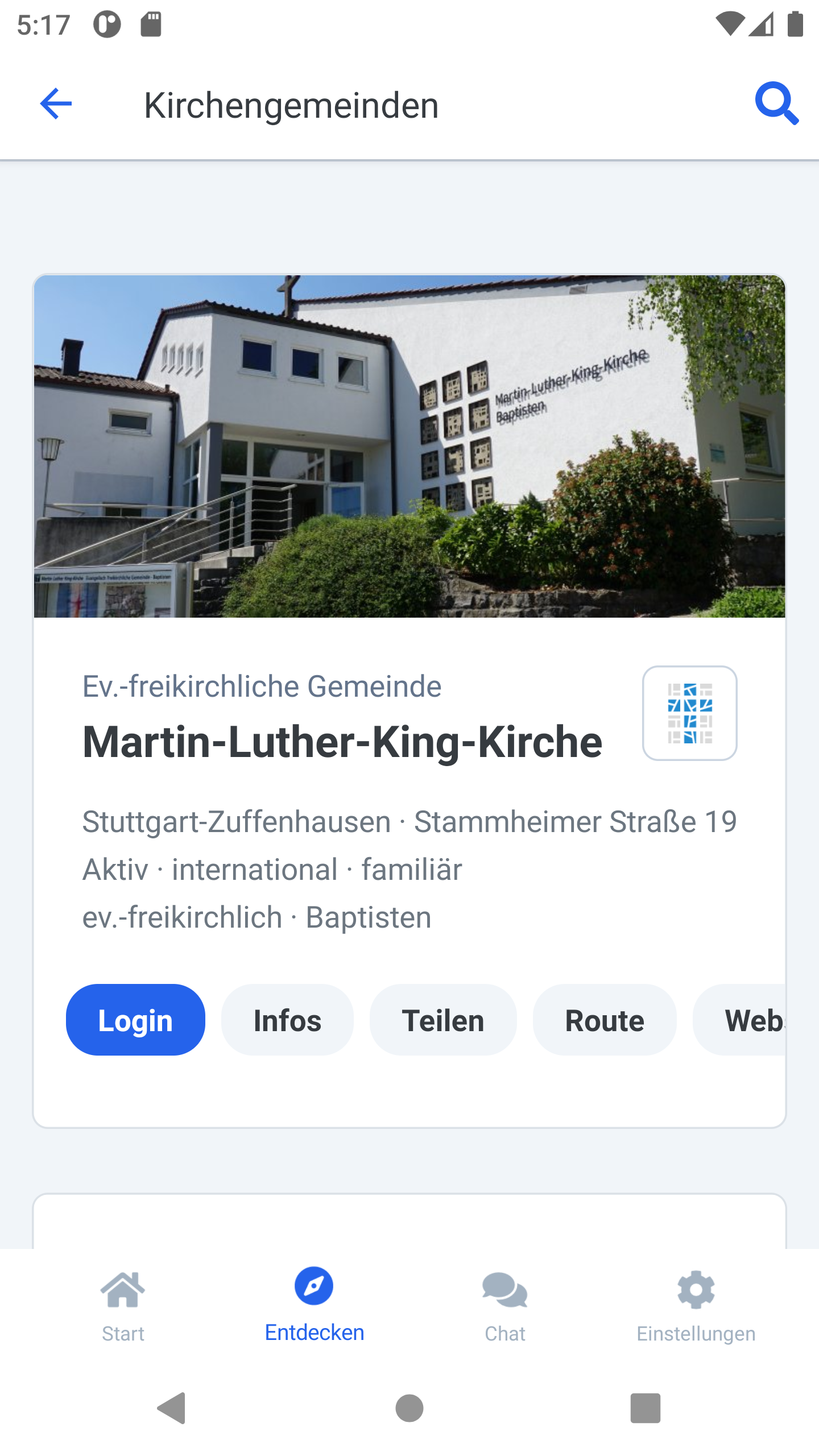 Screenshot: Detail ansicht der Martin-Luther-King-Kirche