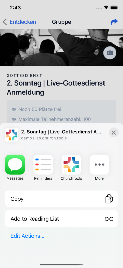 Screenshot: Gruppen lassen sich nun au