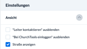 Screenshot: Straße anzeigen ist nun eine Option unter "Gruppenseite anpassen"