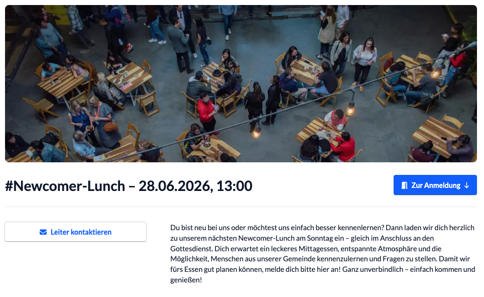 Screenshot der öffentlichen Gruppenseite ohne "Gruppe öffnen"-Button.